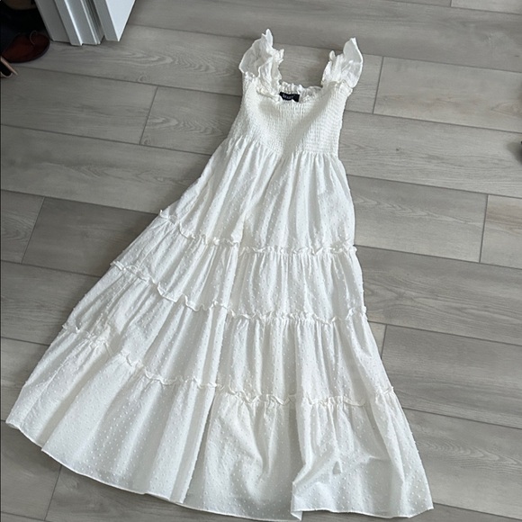 Chic White Ruffled Maxi Dress - Picture 3 of 5